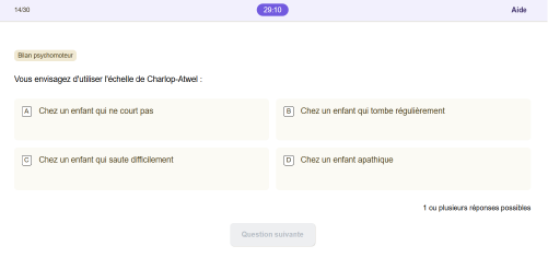 Tests d'évaluation des compétences métier de psychomotricien